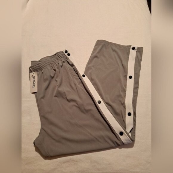Deyeek men's size XL gray and white tear away jogging pants, NWT - Picture 1 of 5